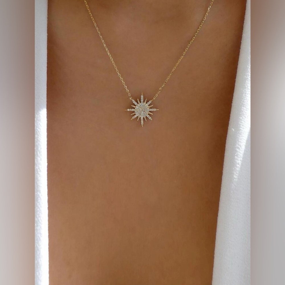 Gold Sunburst Pendant Necklace